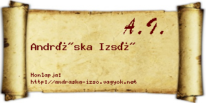 Andráska Izsó névjegykártya